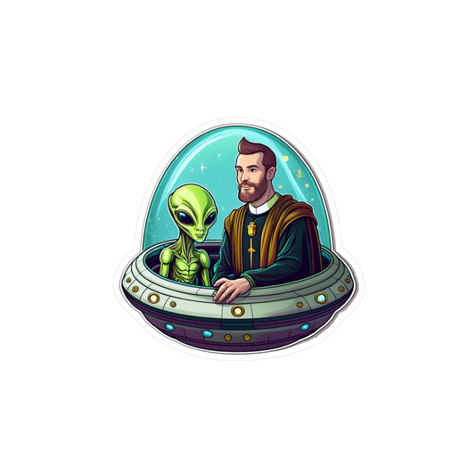 Humorous Alien Priest Vinyl Decal