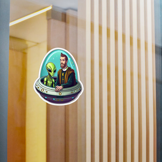 Humorous Alien Priest Vinyl Decal